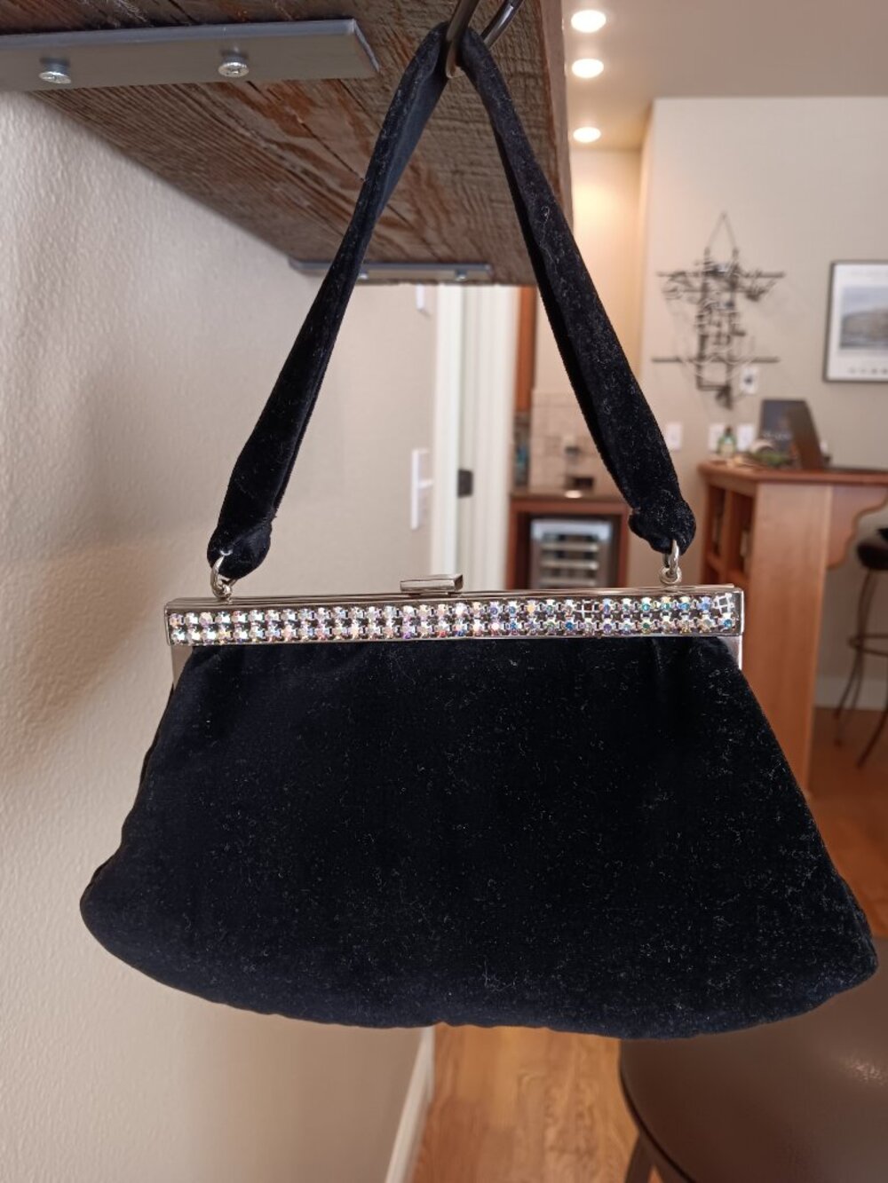 Black velvet purse